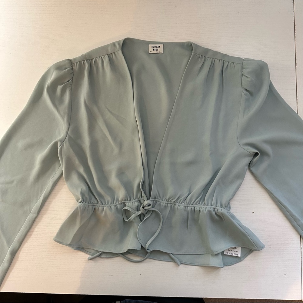Sunday Best Green Tie Up Peplum Blouse